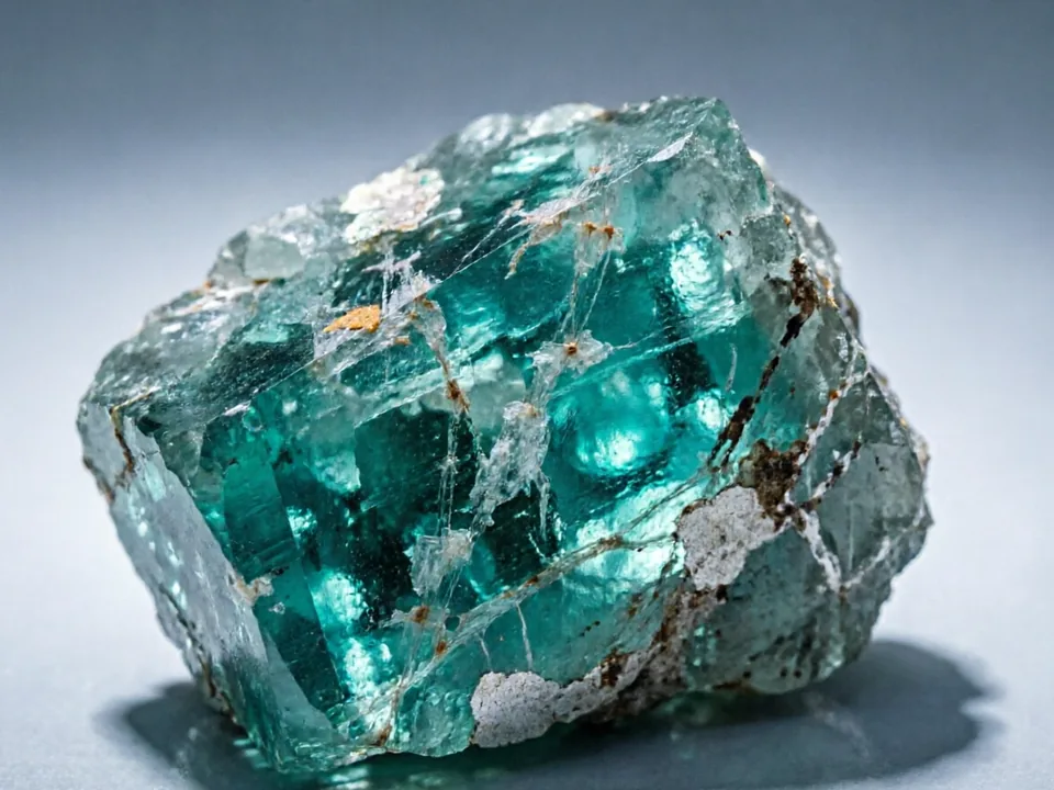 Apatite specimen on a neutral background.