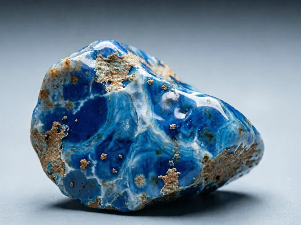 Blue Chalcedony specimen on a neutral background.