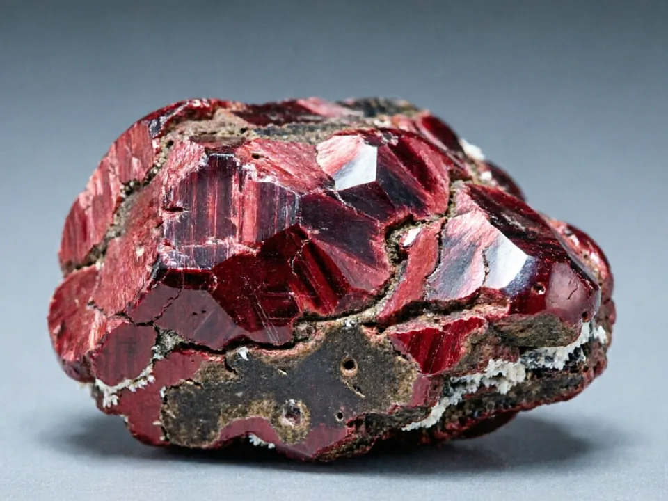 Cinnabar specimen on a neutral background.