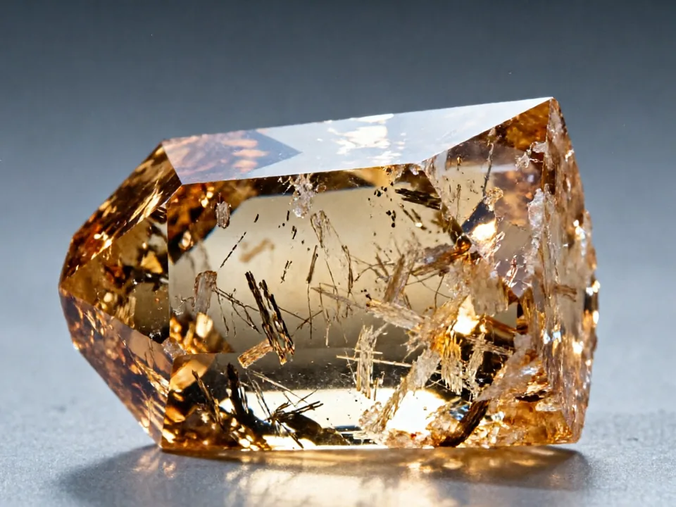 Citrine specimen on a neutral background.