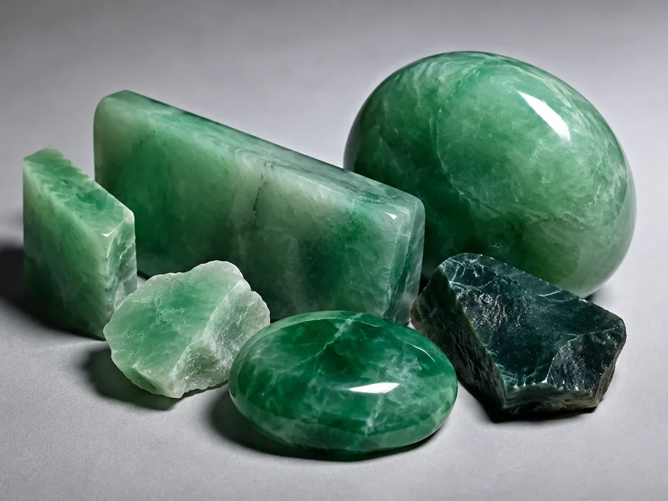 Jadeite Jade specimen on a neutral background.