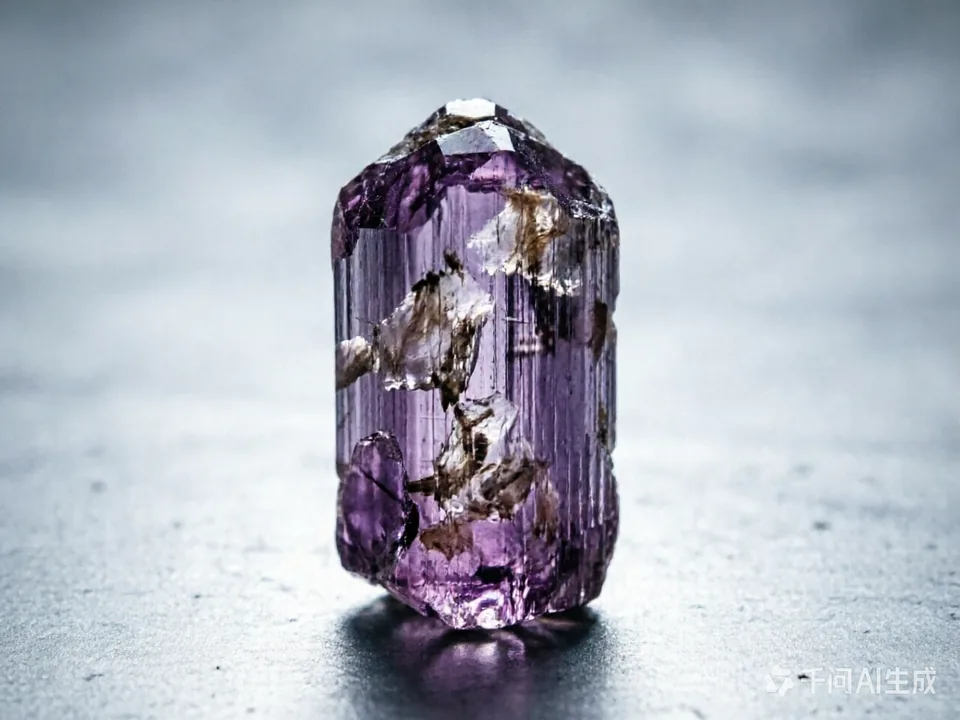 Kunzite (Pink Spodumene) specimen on a neutral background.