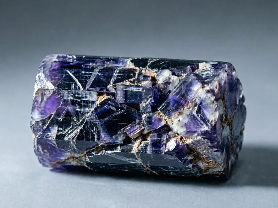 Kyanite specimen on a neutral background.