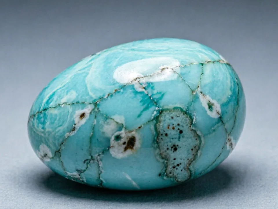 Larimar (Blue Pectolite) specimen on a neutral background.