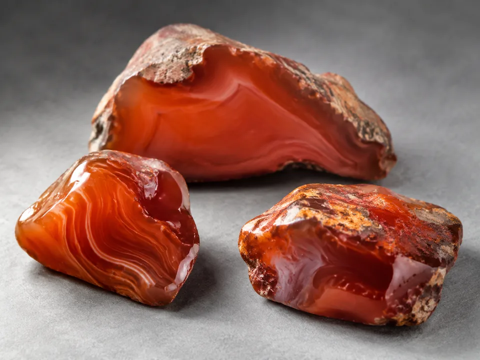Nanhong Agate specimen on a neutral background.