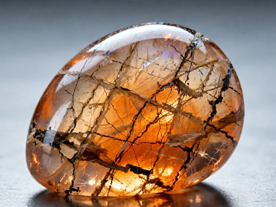 Orange Moonstone (Peach Moonstone) specimen on a neutral background.