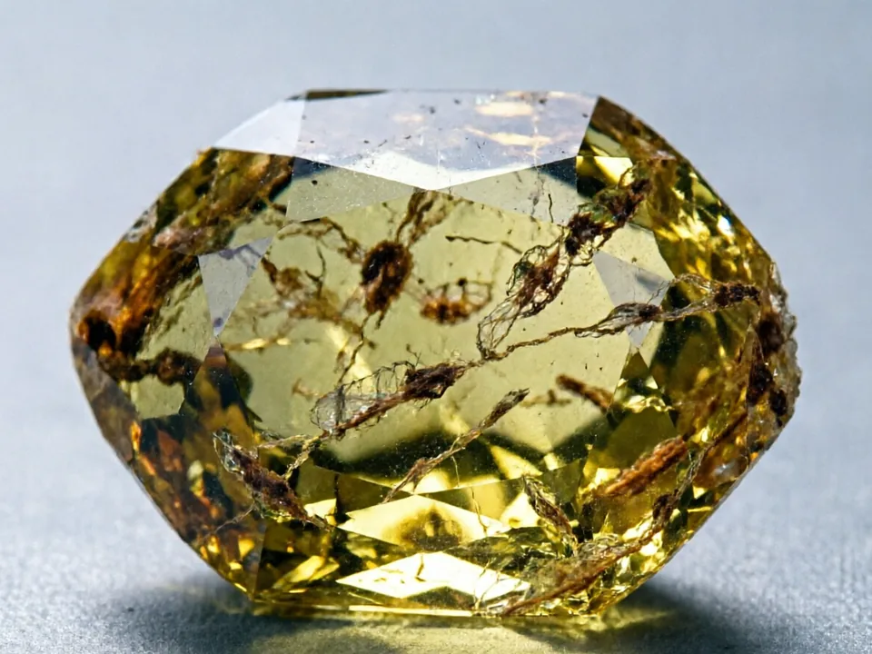 Peridot specimen on a neutral background.