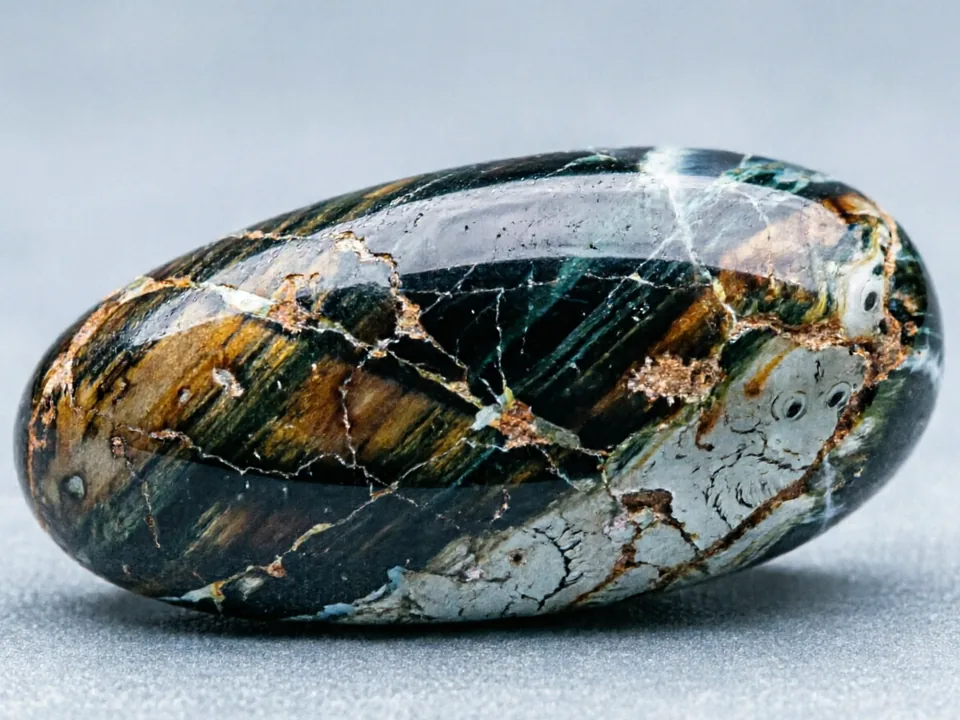 Pietersite specimen on a neutral background.