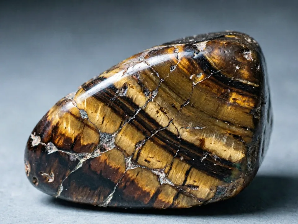 Tiger's Eye specimen on a neutral background.