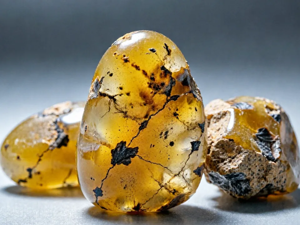 Yellow Chalcedony specimen on a neutral background.